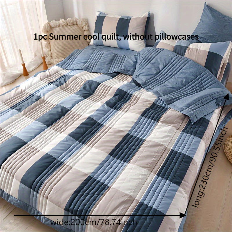 1 Pc Skin-friendly Summer Cooling Thin Quilt, Printed Quilted Four Seasons Quilt, Soft And Comfortable Summer Thin Quilt, Single Double Hotel Home Bedroom Guest Room Sofa Special - Hiccupzz