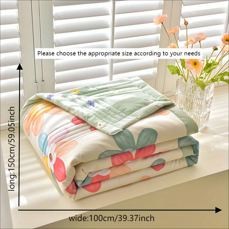 1 Pc Skin-friendly Summer Cooling Thin Quilt, Printed Quilted Four Seasons Quilt, Soft And Comfortable Summer Thin Quilt, Single Double Hotel Home Bedroom Guest Room Sofa Special - Hiccupzz