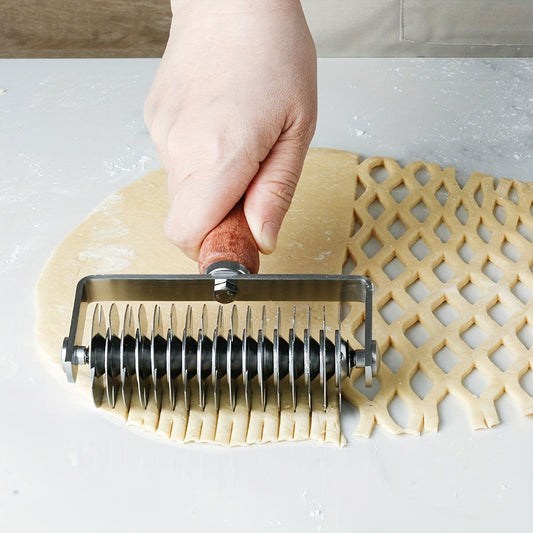 1 Pc, Stainless Steel Dough Cutter with Wood Handle - Perfect for Cookies, Pies, Pizza, Bread, and Pastries - Essential Baking Tool for Your Kitchen - Hiccupzz