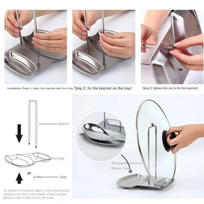 1 Pc Stainless Steel Pot Lid Rack with Drain Tray and Removable Shelf - Easy Pot Cover Storage and Drainage - Kitchen Accessory - Hiccupzz