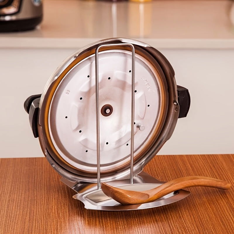 1 Pc Stainless Steel Pot Lid Rack with Drain Tray and Removable Shelf - Easy Pot Cover Storage and Drainage - Kitchen Accessory - Hiccupzz