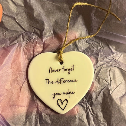 1 Pc Thank You Gift – "Never Forget the Difference You Make" Heart Gift for Friends - Hiccupzz