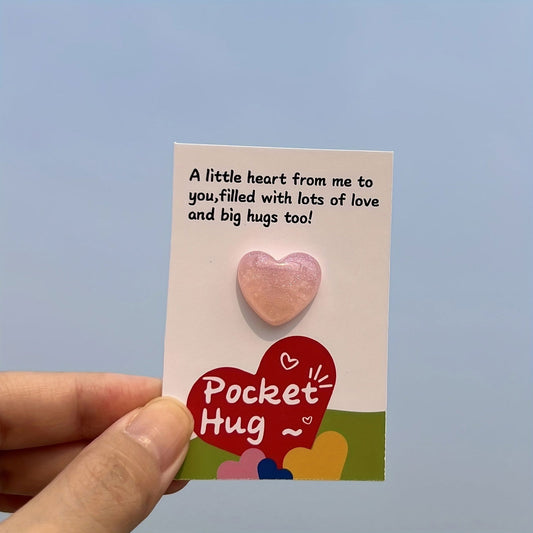1 Pc, Tiny Pocket Hug Poem Card: Pink Love Gift for Mother's Day, Birthdays, and Thank You Notes - Hiccupzz