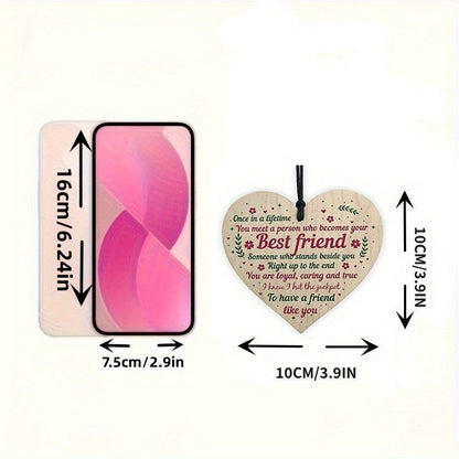 1 Pc Wooden Heart-Shaped Hanging Sign (10cm) – Friendship Plaque for Home Decor and Gifts - Hiccupzz