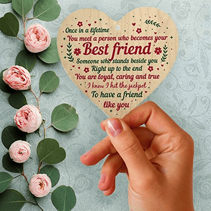 1 Pc Wooden Heart-Shaped Hanging Sign (10cm) – Friendship Plaque for Home Decor and Gifts - Hiccupzz
