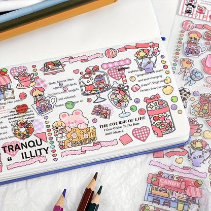 1 Roll, PET Long Strip Tape: Cute Sweetheart Series Cartoon Hand Account DIY Decorative Stickers for Crafts, Gift Wrap, Scrapbooking, Bullet Journals, and Party Decorations - Hiccupzz