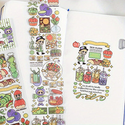 1 Roll, PET Long Strip Tape: Cute Sweetheart Series Cartoon Hand Account DIY Decorative Stickers for Crafts, Gift Wrap, Scrapbooking, Bullet Journals, and Party Decorations - Hiccupzz