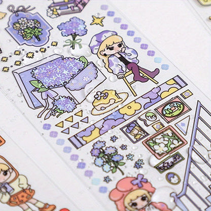 1 Roll, PET Long Strip Tape: Cute Sweetheart Series Cartoon Hand Account DIY Decorative Stickers for Crafts, Gift Wrap, Scrapbooking, Bullet Journals, and Party Decorations - Hiccupzz