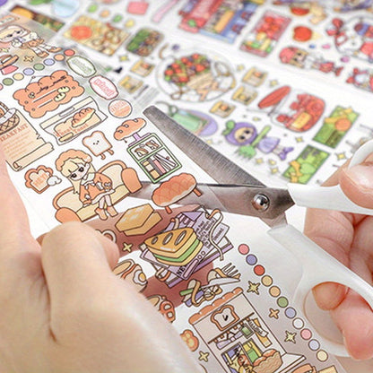 1 Roll, PET Long Strip Tape: Cute Sweetheart Series Cartoon Hand Account DIY Decorative Stickers for Crafts, Gift Wrap, Scrapbooking, Bullet Journals, and Party Decorations - Hiccupzz