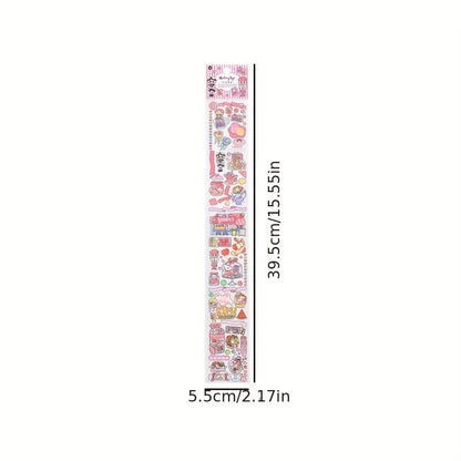 1 Roll, PET Long Strip Tape: Cute Sweetheart Series Cartoon Hand Account DIY Decorative Stickers for Crafts, Gift Wrap, Scrapbooking, Bullet Journals, and Party Decorations - Hiccupzz