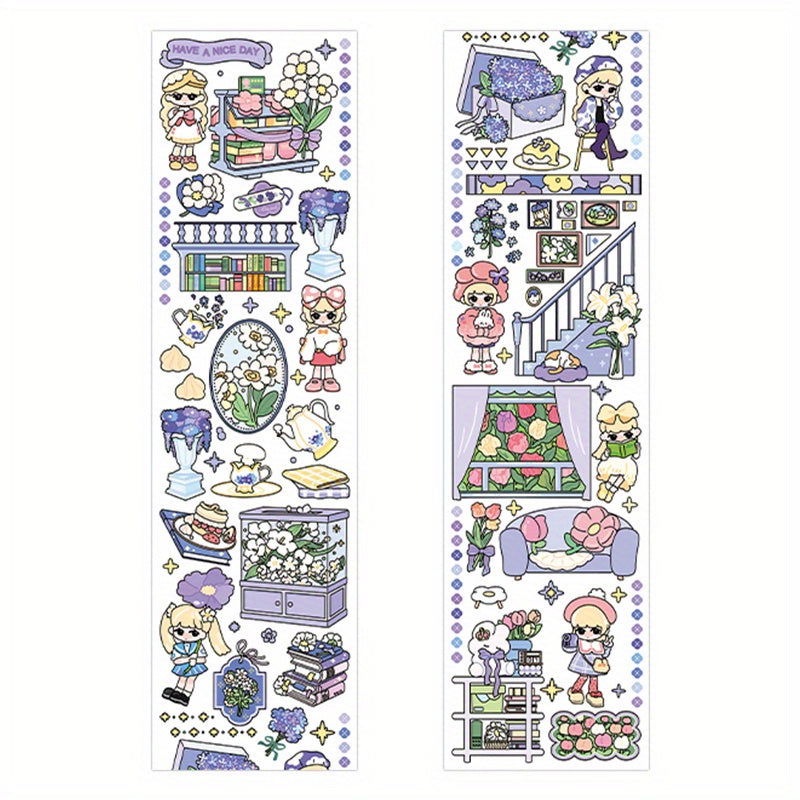 1 Roll, PET Long Strip Tape: Cute Sweetheart Series Cartoon Hand Account DIY Decorative Stickers for Crafts, Gift Wrap, Scrapbooking, Bullet Journals, and Party Decorations - Hiccupzz