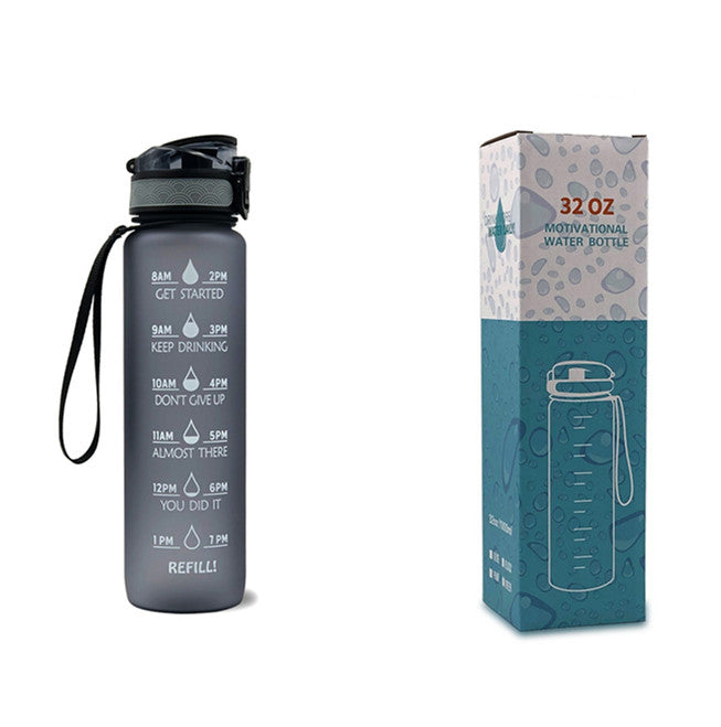 1L Tritan Water Bottle With Time Marker Bounce Cover Leakproof Cup For Sports Fitness
