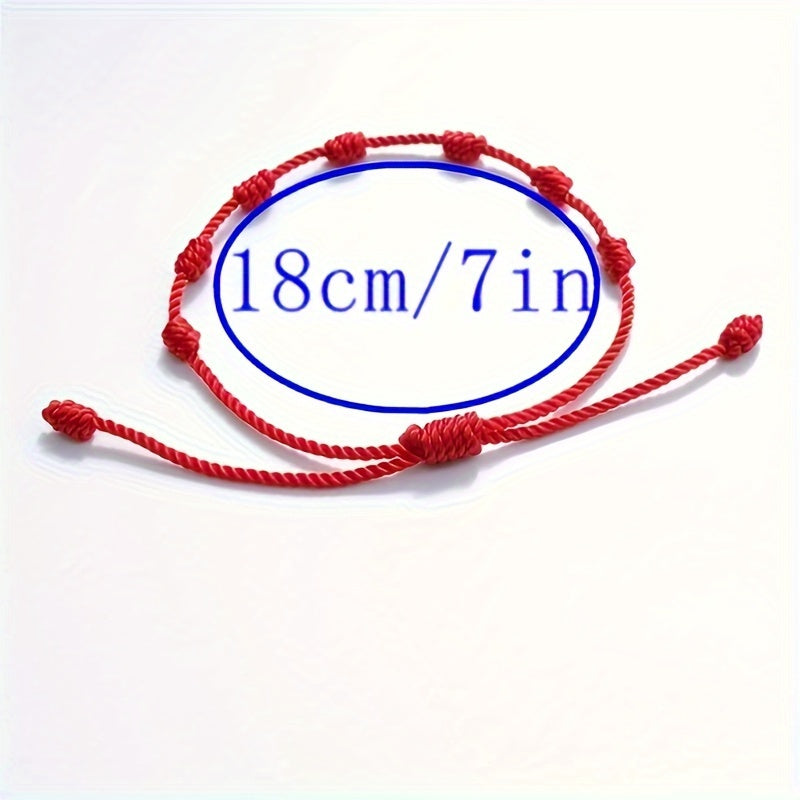 1pc/2pcs 7 Knots Red String Protection Bracelet – Love, Success & Negative Energy Shield Wristband