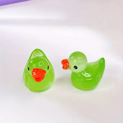 Glow-in-the-Dark Mini Yellow Ducks (5pcs): 3D Resin Garden Decor for DIY Home and Party Decorations - Hiccupzz