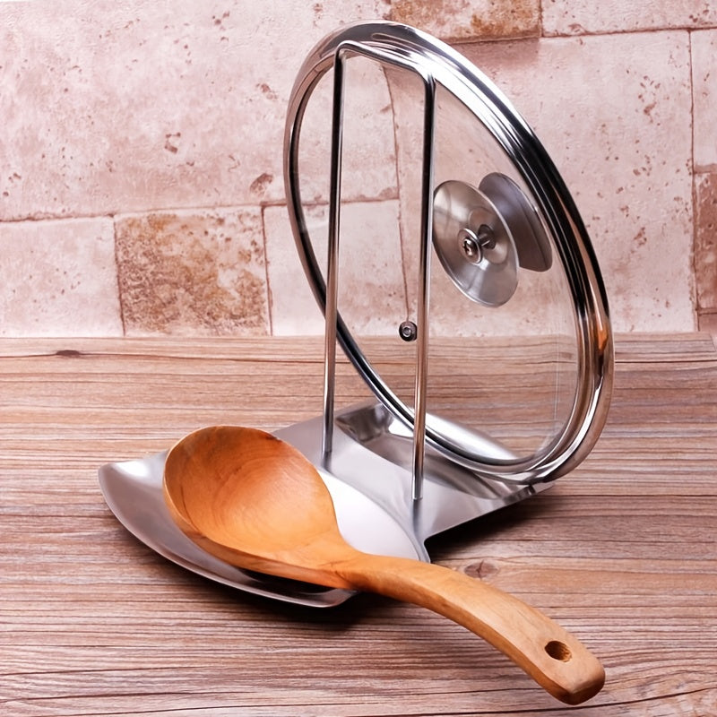 1pc Stainless Steel Pot Lid Rack with Drain Tray and Removable Shelf - Easy Pot Cover Storage and Drainage - Kitchen Accessory