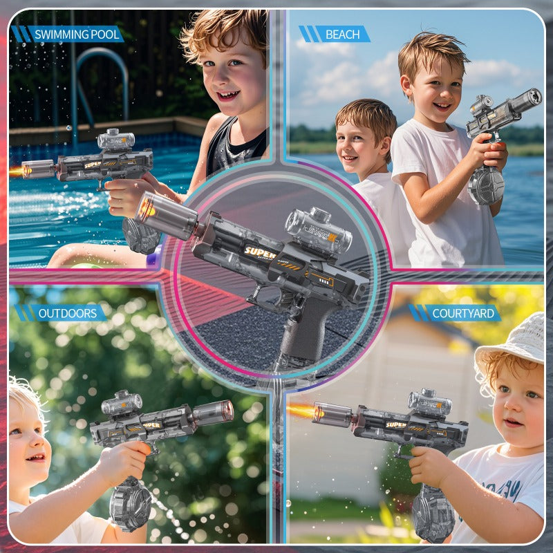Electric LED Water Gun for Kids – Powerful Automatic Water Spray Blaster with Simulated Recoil Effect