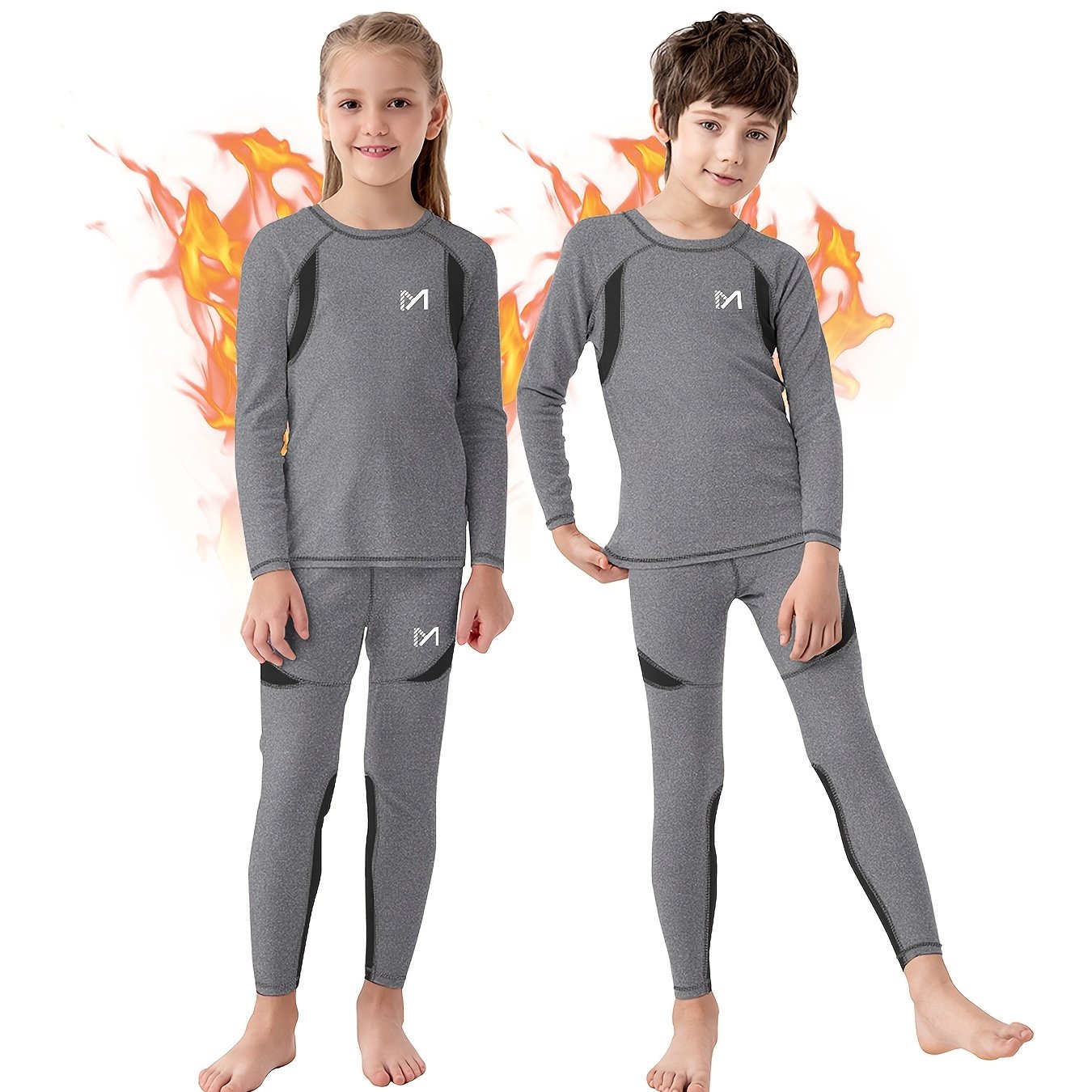 4 Pcs Youngsters' Warm Winter Underwear Set - Long Sleeve Top & Pants, Comfortable and Cozy