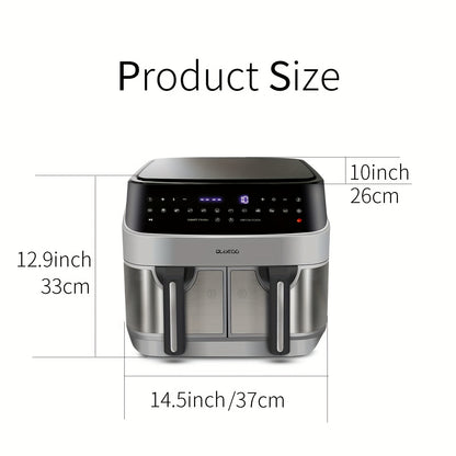 10-Quart Upgraded Dual Pot Touch Screen Air Fryer Oven - 14 Functions, Multi-Function Cooker for Two Foods