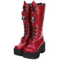 Zipper Studded Skull Punk Thick-soled High Boots - Hiccupzz