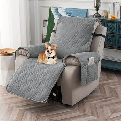 1 Pc Waterproof Recliner Chair Cover, Non-Slip, With Pocket, Washable, Furniture Protector for Pets, Easy Install & Care