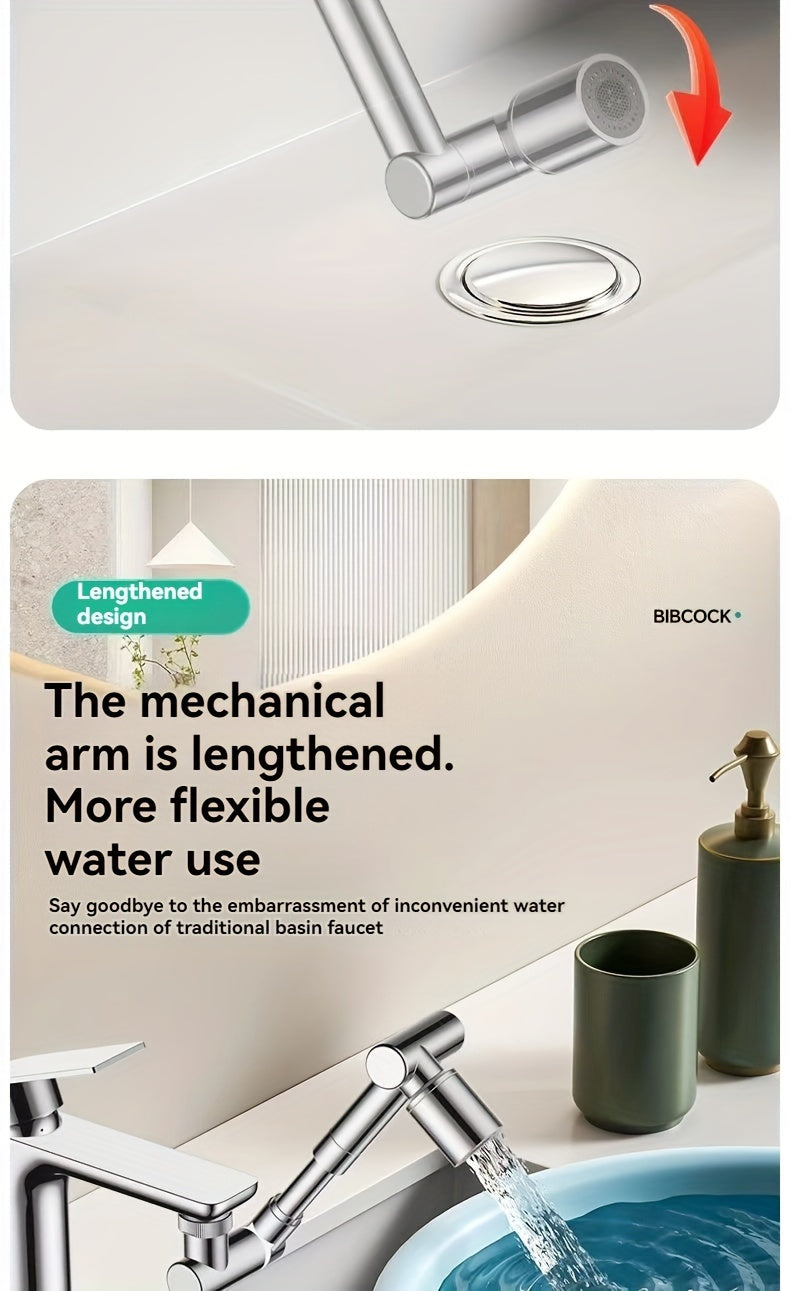 1 Pc Robotic Arm Faucet Extender - Universal Water-Saving Nozzle with Anti-Splash Bubble, Retractable & Rotatable Arm