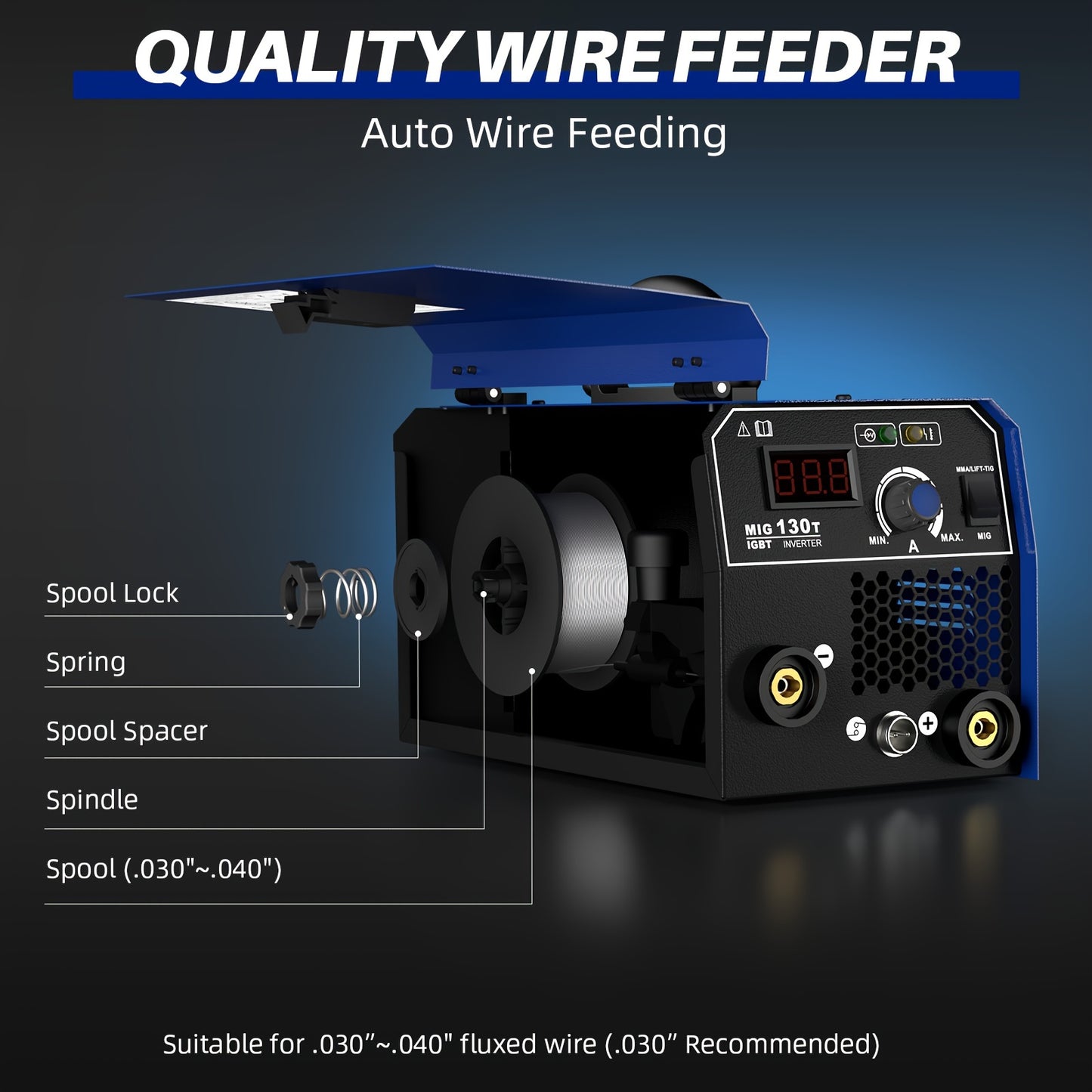 3-in-1 Flux Core Welder, 130A MIG Welder, MIG/Lift TIG/Stick Welding Machine 110v with Synergic Control, IGBT Inverter Portable Gasless Welder Equipment with Welding Gun, and 1Lb Welding Wire