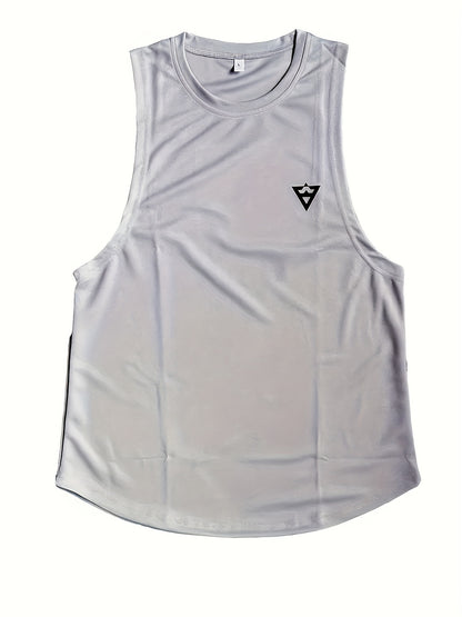 Men's Solid Tank Top - Quick-Dry Stretch Crew Neck Sleeveless Shirt for Gym & Fitness - Hiccupzz