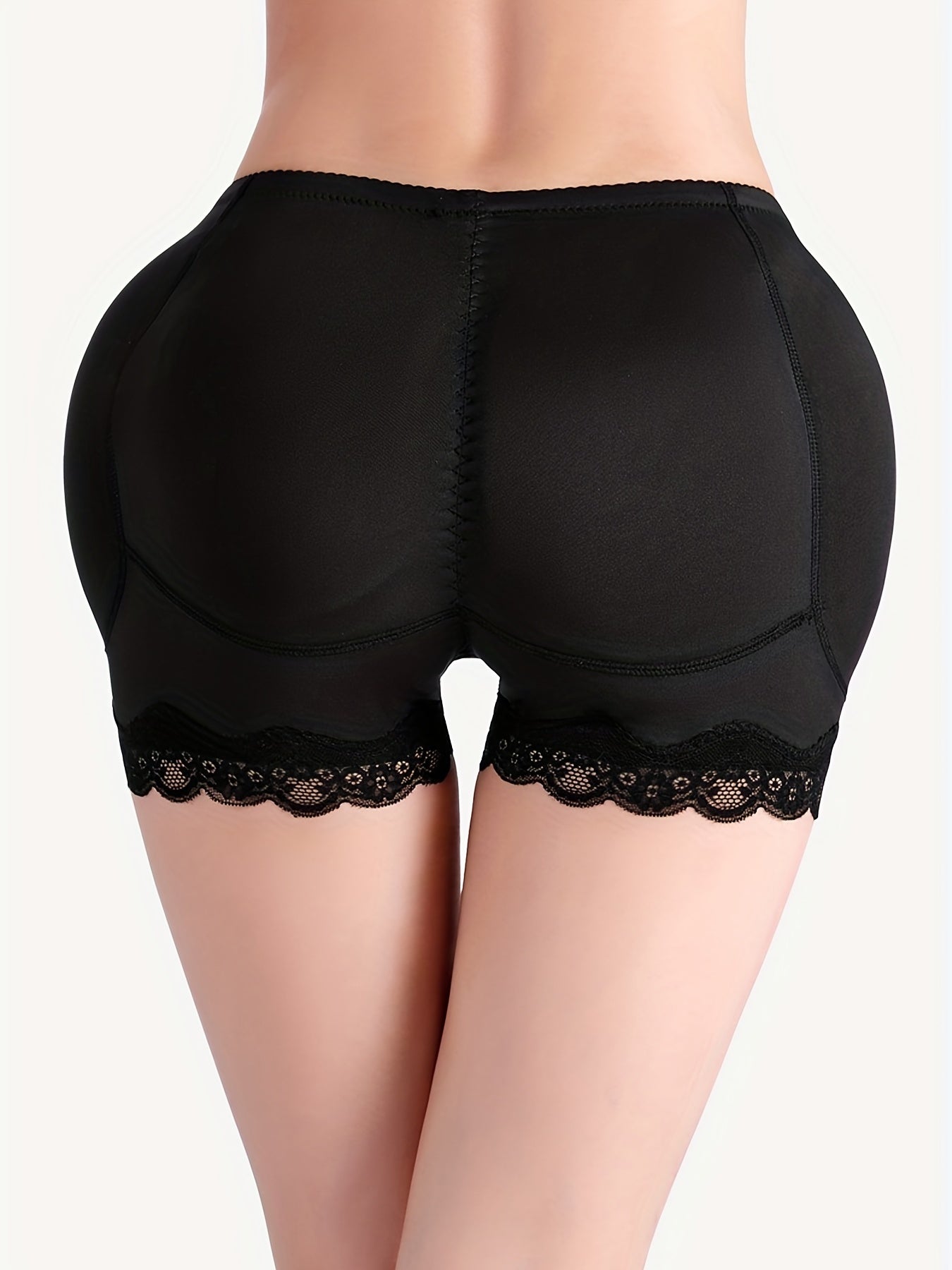 Comfortable Lace Trim Control Panties with Butt Lifting Pads - Women's Intimate Boyshorts for a Flattering Figure