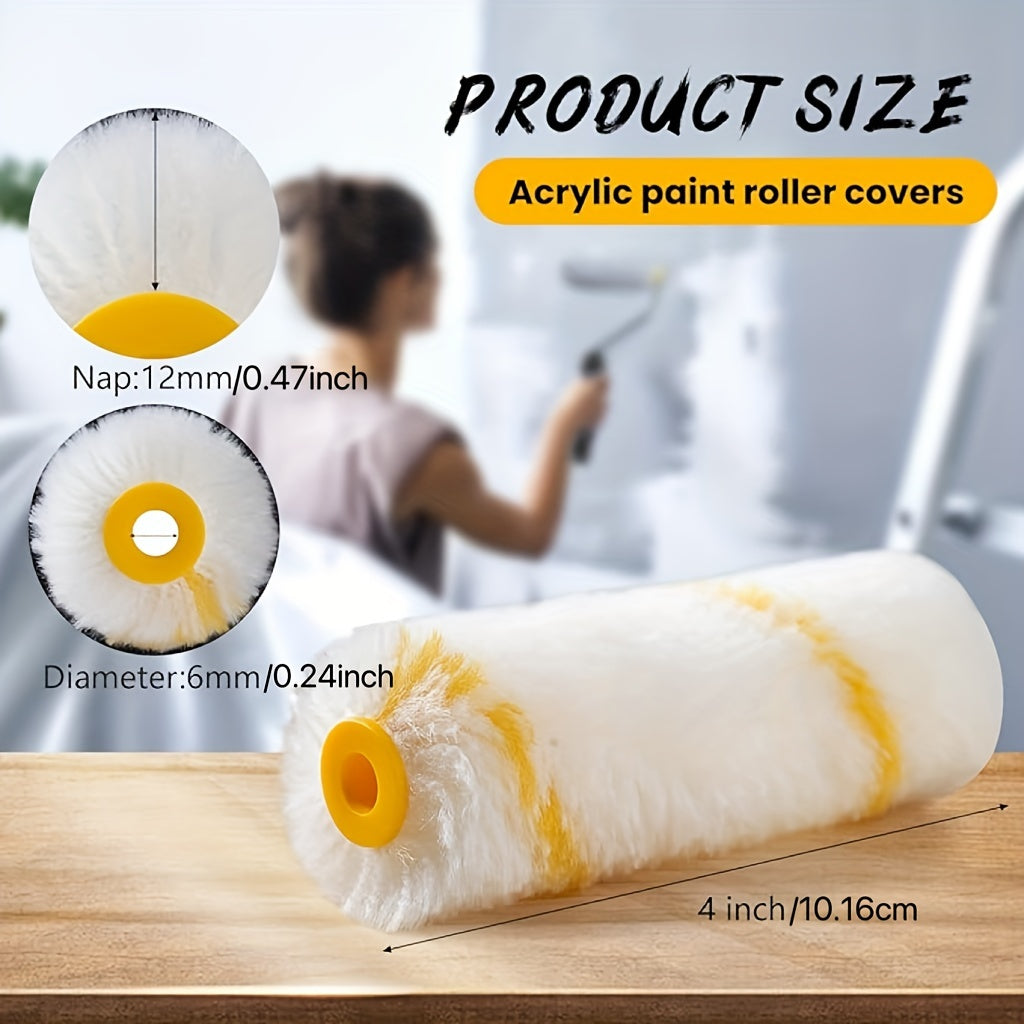 31-Pack Paint Roller Covers and Handle Set - 4-Inch, Metal, Plastic, Fabric Material - For House Painting