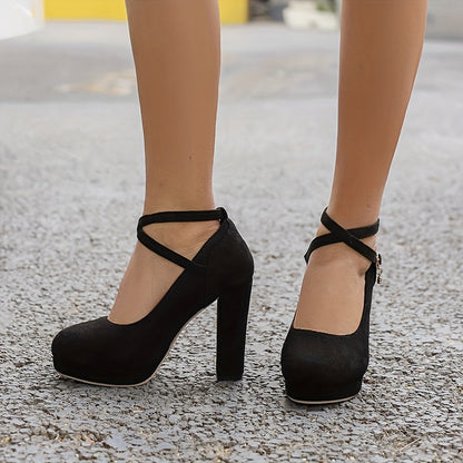 Elegant Women's Buckle Strap Platform Pumps for Weddings and Banquets - Hiccupzz
