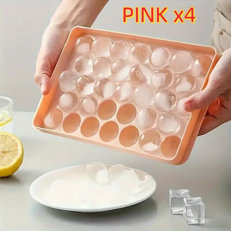 33-Grid Ice Cube Tray with Lid - Quick-Release, Stackable Ice Maker for Kitchen & Beverages