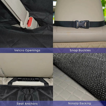 Seat Cover Rear Back Car Pet Dog Travel Waterproof Bench Protector Luxury -Black - Hiccupzz