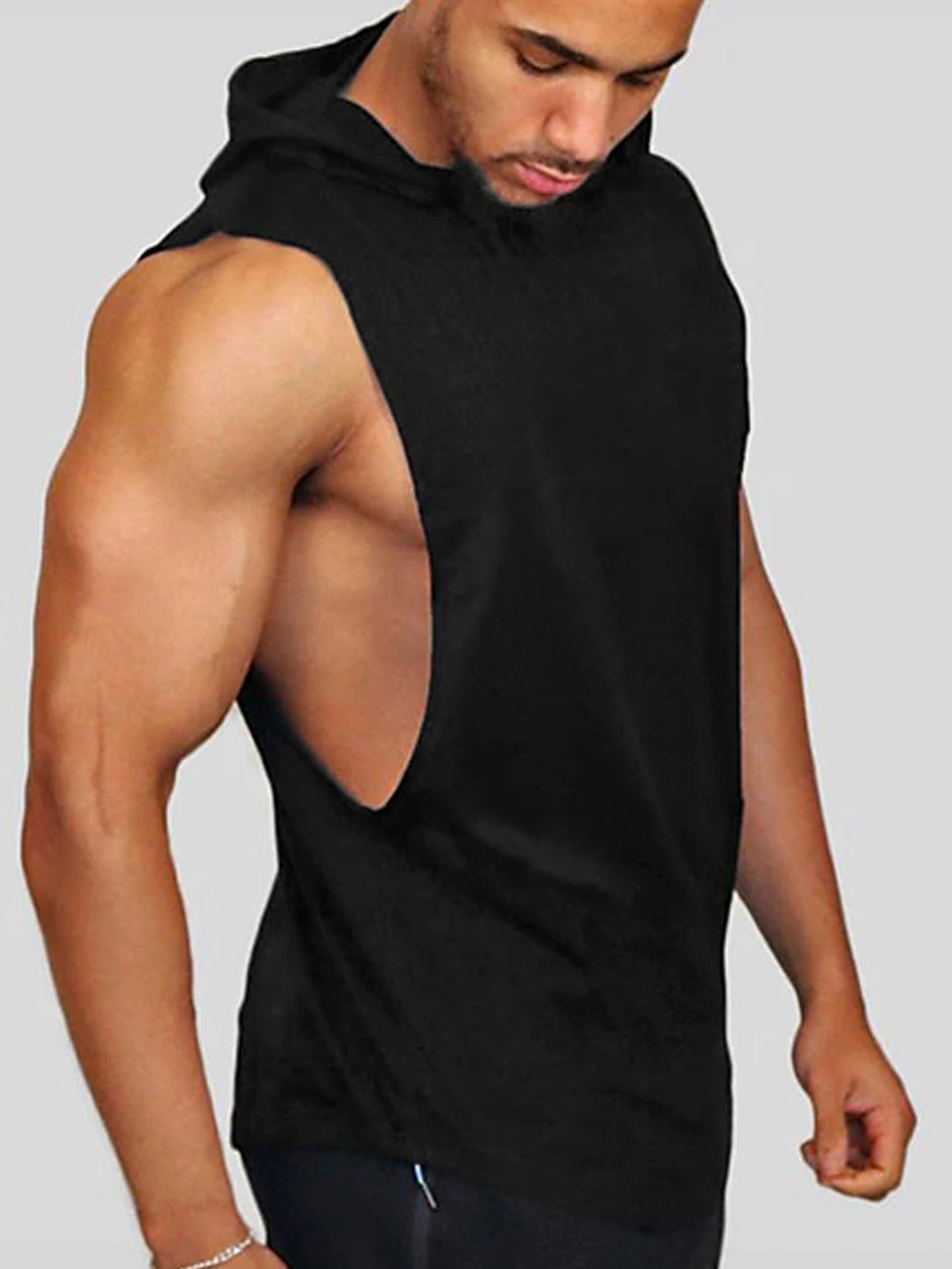 Men's Sleeveless Hooded Tank Top With Letter Print, Casual Sportswear, Gym Fitness Vest