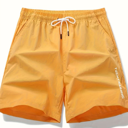 Men's Casual Loose Fit Active Shorts, Chic Letter Print Sports Shorts For Summer - Hiccupzz