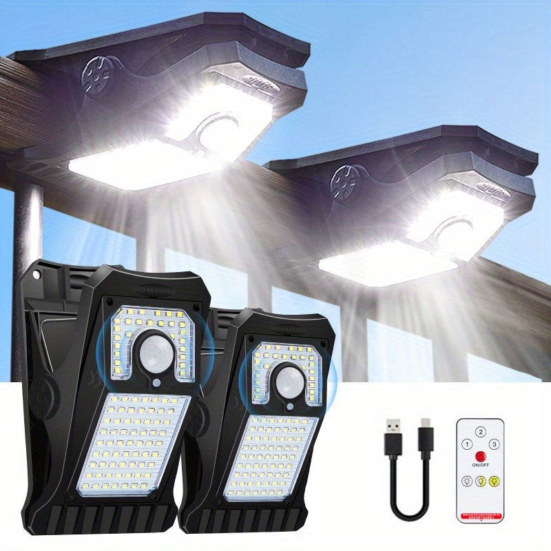 2-Pack 118 LED Solar Motion Sensor Lights, Clip-On Security Lights with 3 Color Modes for Fence, Chain Link, Camping - Hiccupzz
