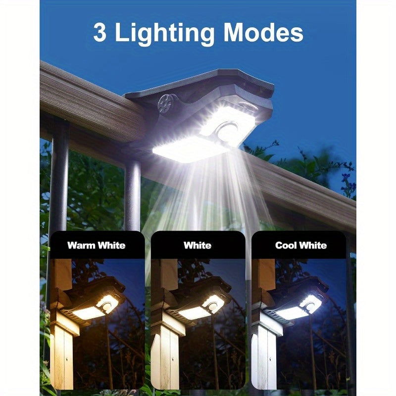 2-Pack 118 LED Solar Motion Sensor Lights, Clip-On Security Lights with 3 Color Modes for Fence, Chain Link, Camping - Hiccupzz