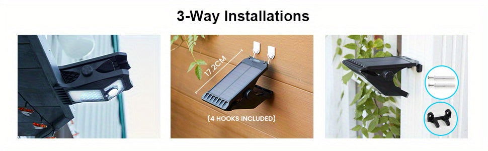 2-Pack 118 LED Solar Motion Sensor Lights, Clip-On Security Lights with 3 Color Modes for Fence, Chain Link, Camping - Hiccupzz