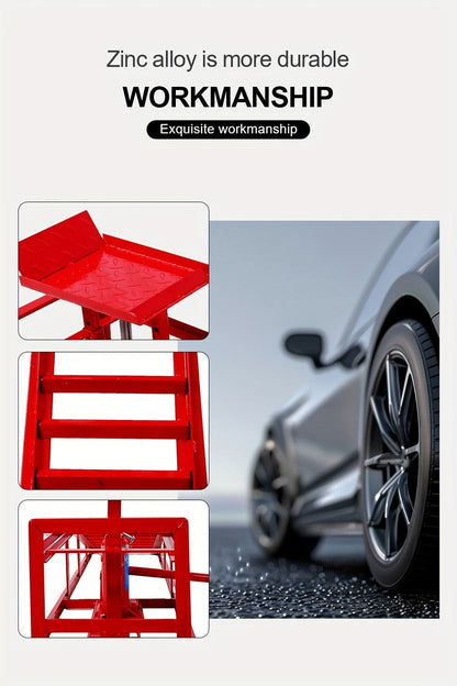 2-Pack Heavy Duty Hydraulic Truck Ramps - 5T/11,000Lbs Capacity, Steel Vehicle Maintenance Platform for Garage, Red - Hiccupzz