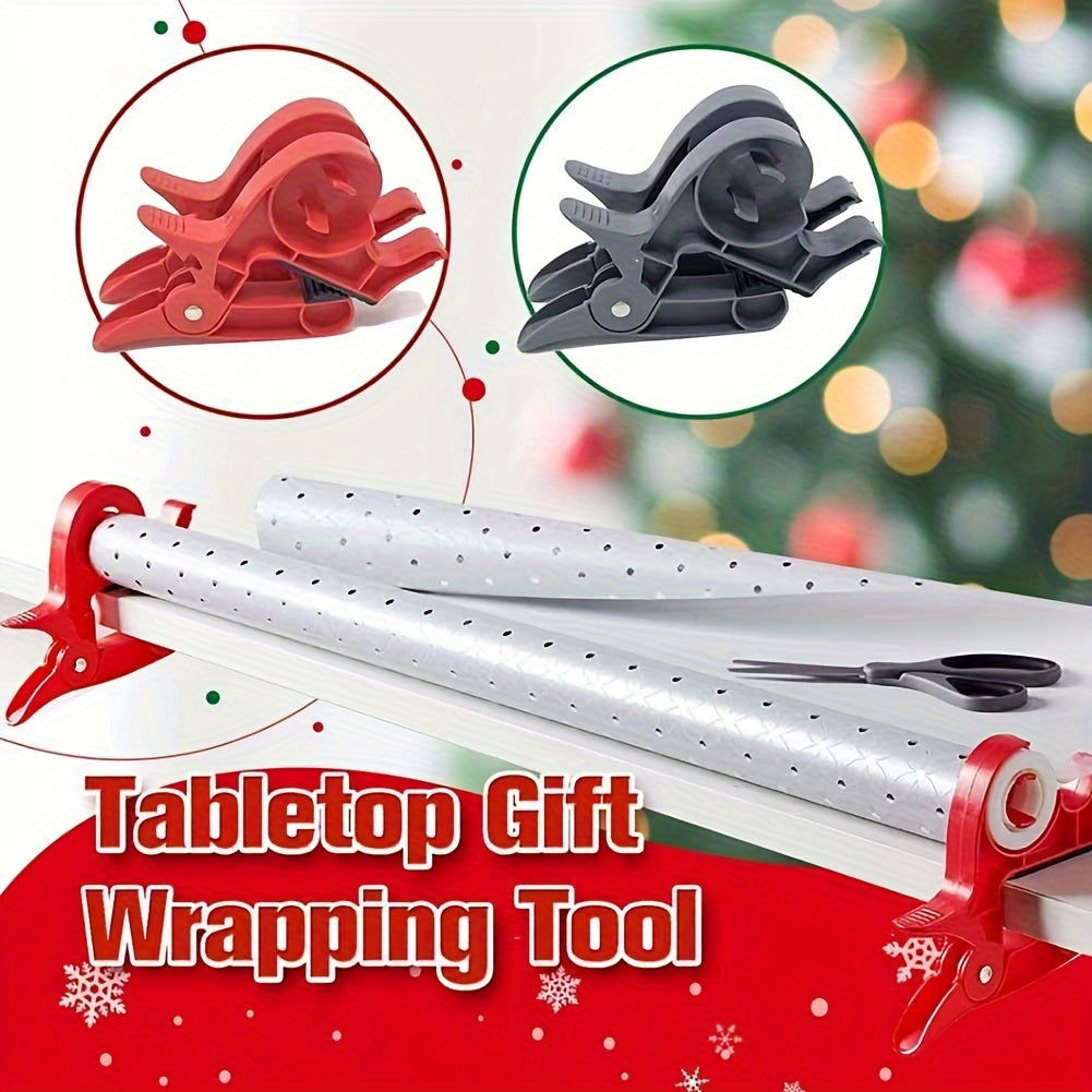 2-Pack Plastic Wrapping Paper Cutter Tool, Gift Packaging Tape Dispenser Office Artifact for Gift Wrapping - Hiccupzz