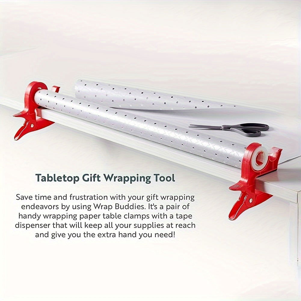 2-Pack Plastic Wrapping Paper Cutter Tool, Gift Packaging Tape Dispenser Office Artifact for Gift Wrapping - Hiccupzz