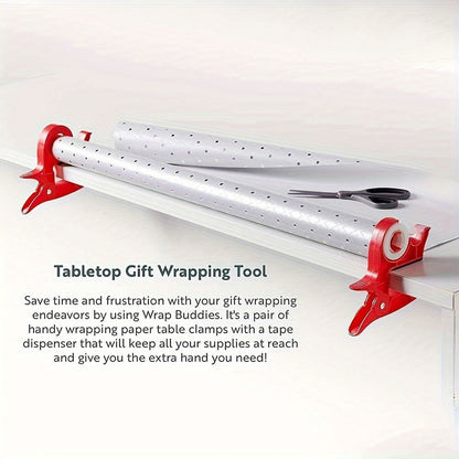 2-Pack Plastic Wrapping Paper Cutter Tool, Gift Packaging Tape Dispenser Office Artifact for Gift Wrapping - Hiccupzz
