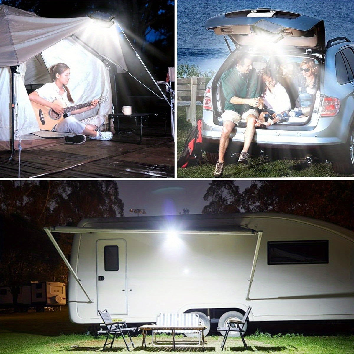 2-Pack Solar Powered & USB Rechargeable Camping Lights, 118 LEDs, 1000LM High Brightness, Waterproof Portable Solar Emergency Lights for Tent RV Power Outage - Hiccupzz