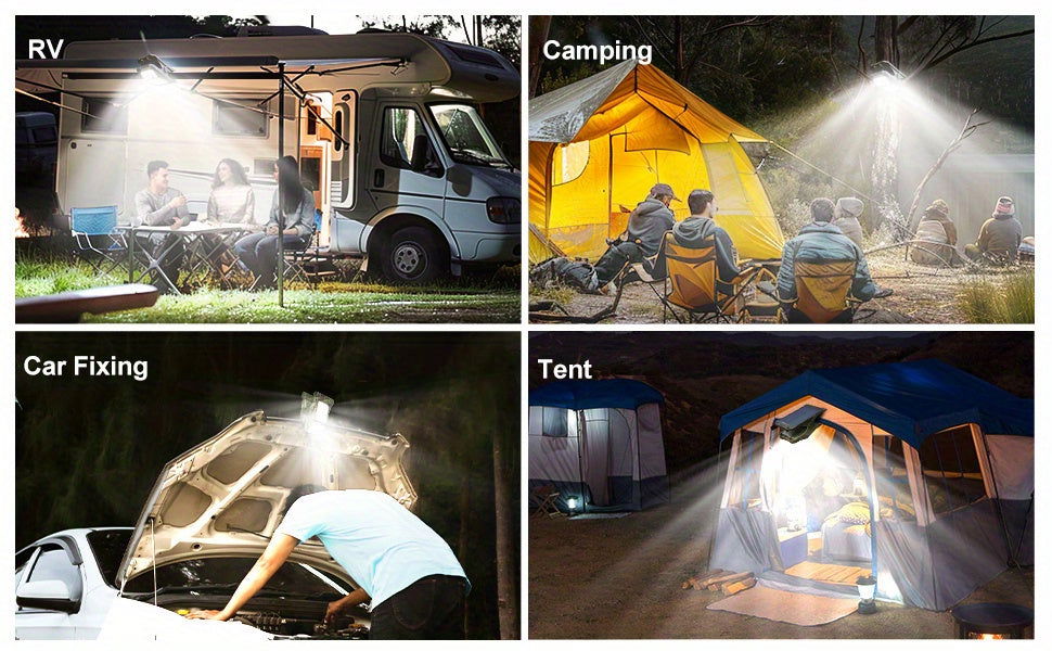 2-Pack Solar Powered & USB Rechargeable Camping Lights, 118 LEDs, 1000LM High Brightness, Waterproof Portable Solar Emergency Lights for Tent RV Power Outage - Hiccupzz