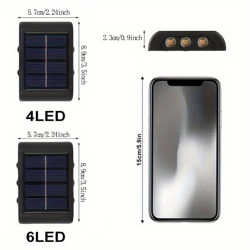 2-Pack Solar Wall Lights, Decorative Up and Down Lights for Patio, Villa, Aisle, IP44 Waterproof Ambient Landscape Lamps - Hiccupzz