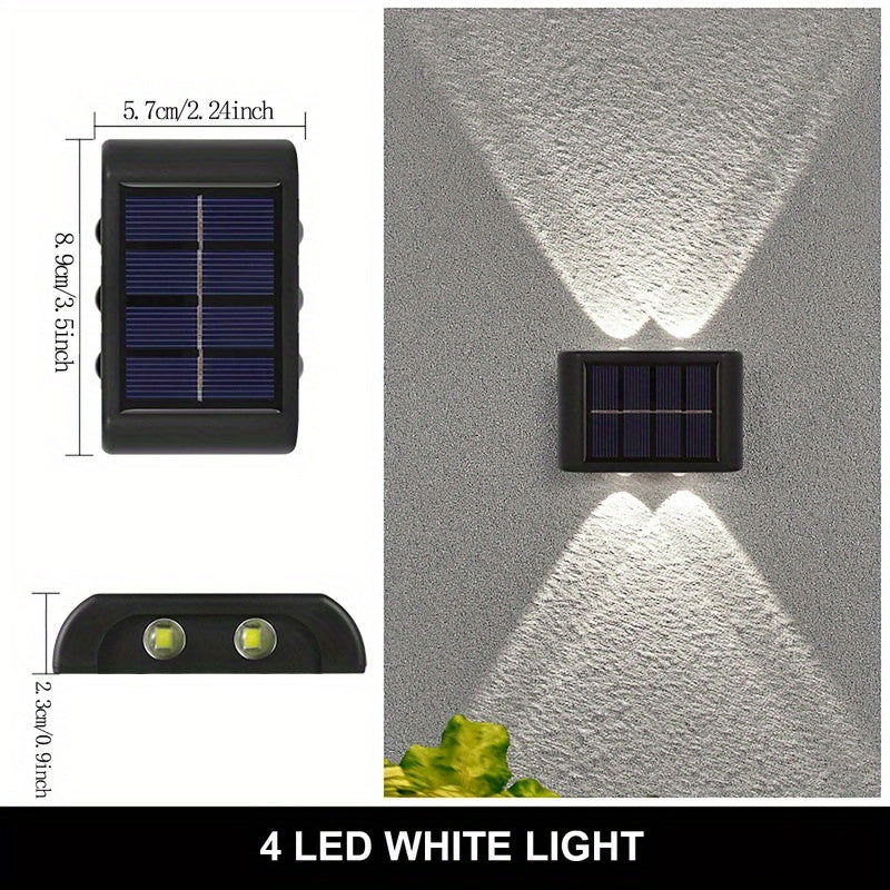 2-Pack Solar Wall Lights, Decorative Up and Down Lights for Patio, Villa, Aisle, IP44 Waterproof Ambient Landscape Lamps - Hiccupzz