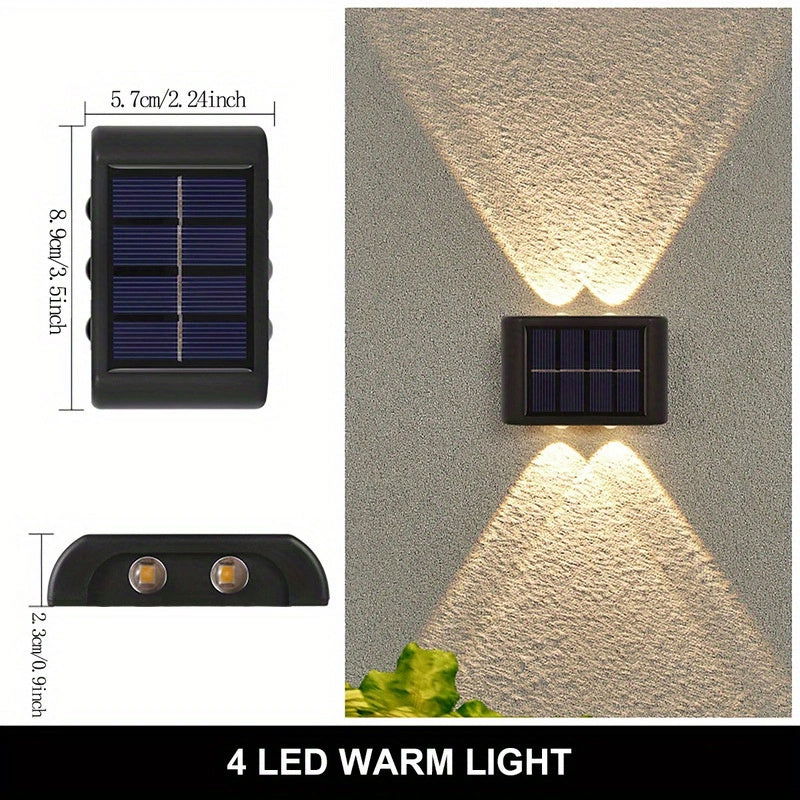 2-Pack Solar Wall Lights, Decorative Up and Down Lights for Patio, Villa, Aisle, IP44 Waterproof Ambient Landscape Lamps - Hiccupzz