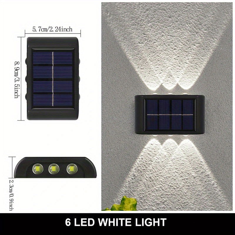 2-Pack Solar Wall Lights, Decorative Up and Down Lights for Patio, Villa, Aisle, IP44 Waterproof Ambient Landscape Lamps - Hiccupzz