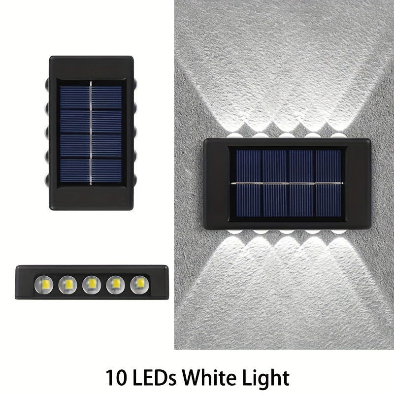 2-Pack Solar Wall Lights, Decorative Up and Down Lights for Patio, Villa, Aisle, IP44 Waterproof Ambient Landscape Lamps - Hiccupzz
