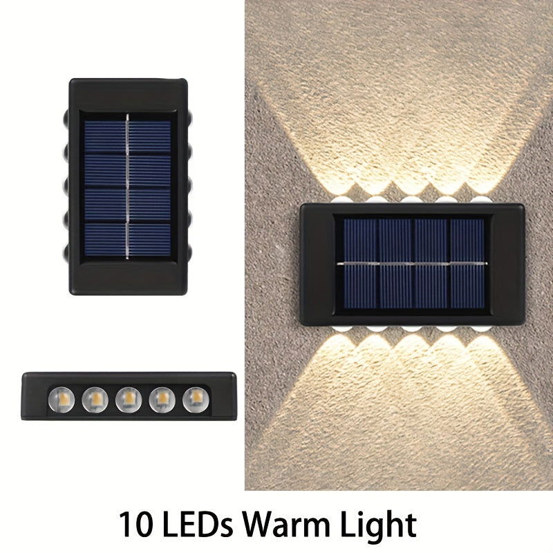 2-Pack Solar Wall Lights, Decorative Up and Down Lights for Patio, Villa, Aisle, IP44 Waterproof Ambient Landscape Lamps - Hiccupzz