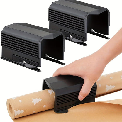 2-Pack Wrapping Paper Cutter Set – Black | Ideal for Christmas Gift Wrapping, Birthday Gifts, Crafting, and Cutting Paper Rolls - Hiccupzz